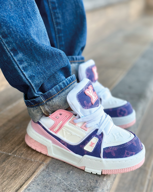 TRAINER BLANCO MEZCLILLA ROSA
